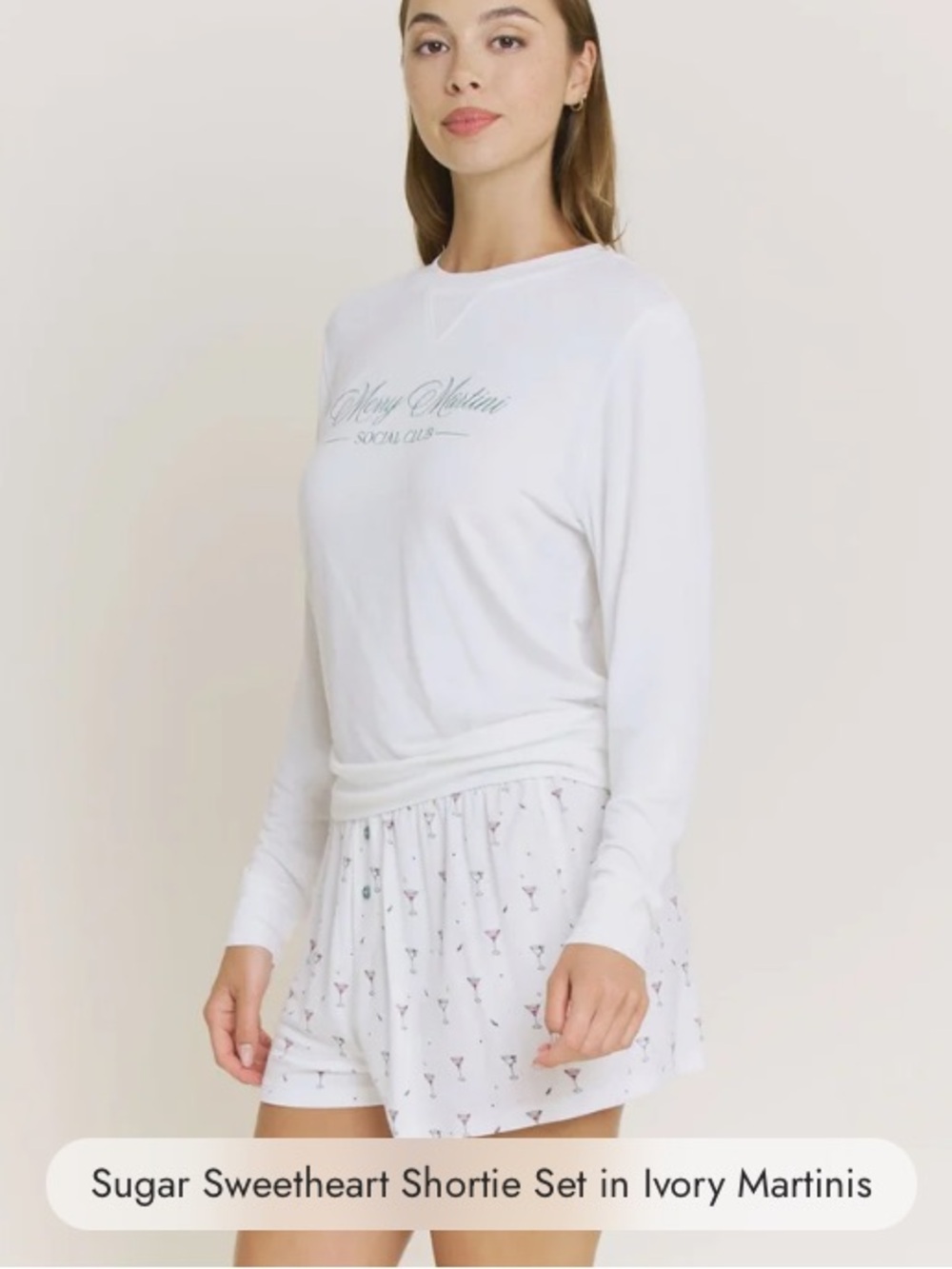 NWT!! Honeydew Sugar Sweetheart Martini PJ Set in Ivory